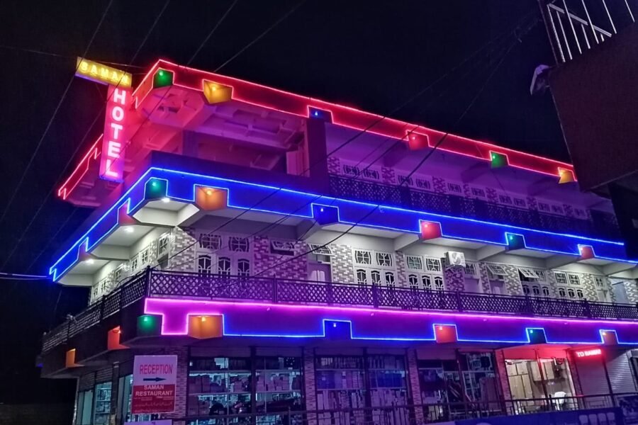 saman hotel gilgit night view